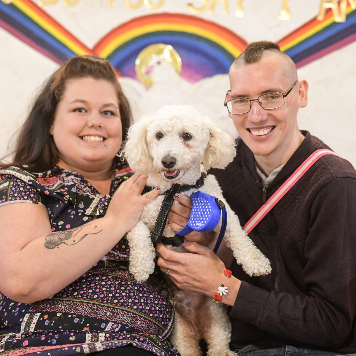 Matt (right) with his wife Danielle & Bobby the dog.
