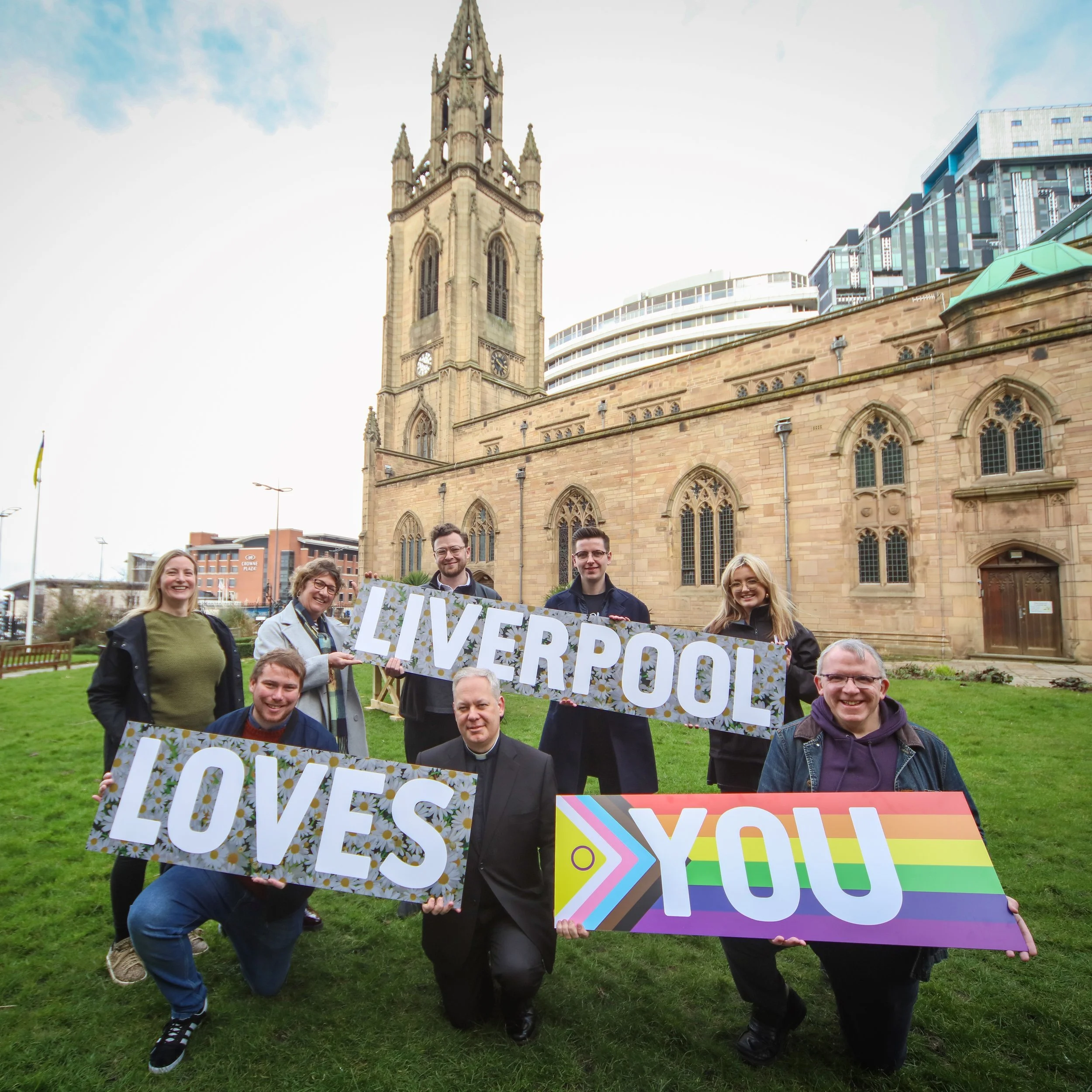 Members of ‘Liverpool Loves You’ partnership at Liverpool Parish Church in May 2022. OTN Director Kieran Bohan is in the front row on the right.